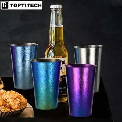 Tasse à bière en titane pur multicolore ultralégère de personnalisation